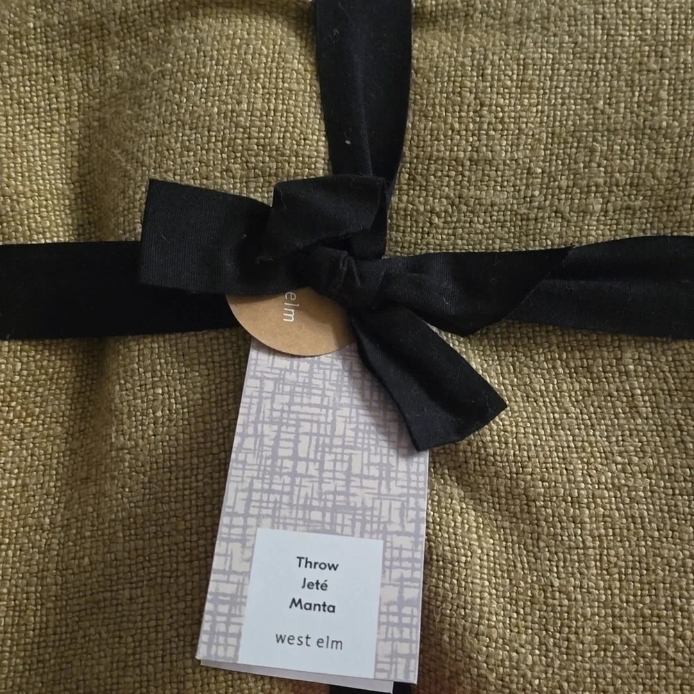 ❤️BUY 2 GET 1 FREE  West Elm Luxurious Tan Bedding Viscose Linen Throw, Natural